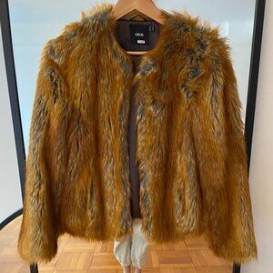 Faux Fur Cropped Coat ASOS size S